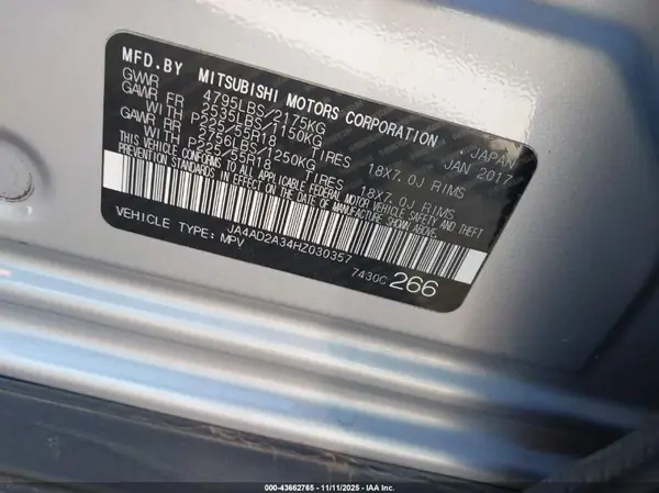 JA4AD2A34HZ030357 2017 MITSUBISHI OUTLANDER - Image 8