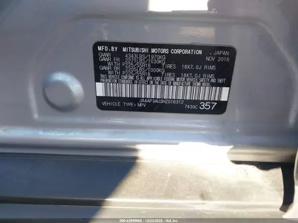 JA4AP3AU3HZ016312 2017 MITSUBISHI OUTLANDER - Image 8