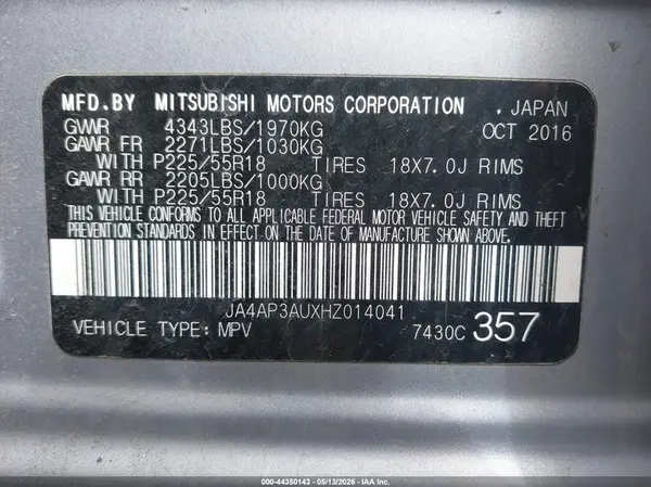 JA4AP3AUXHZ014041 2017 MITSUBISHI OUTLANDER - Image 8