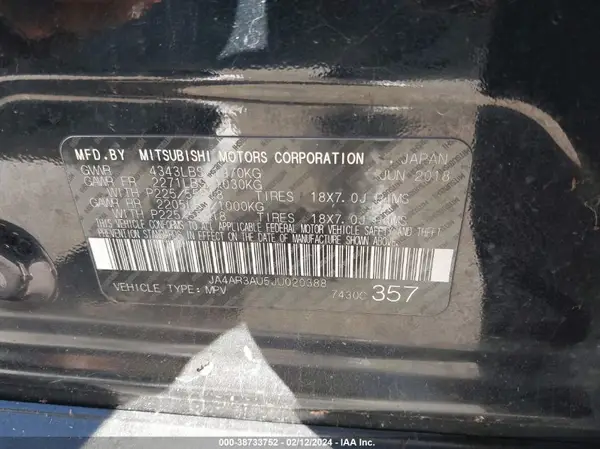 JA4AR3AU5JU020388 2018 MITSUBISHI OUTLANDER - Image 8