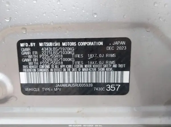 JA4ARUAU5RU005939 2024 MITSUBISHI OUTLANDER - Image 8