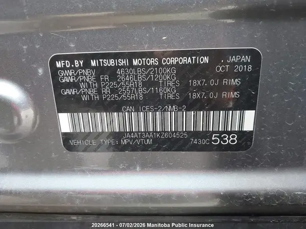 JA4AT3AA1KZ604525 2019 MITSUBISHI ECLIPSE CROSS - Image 8