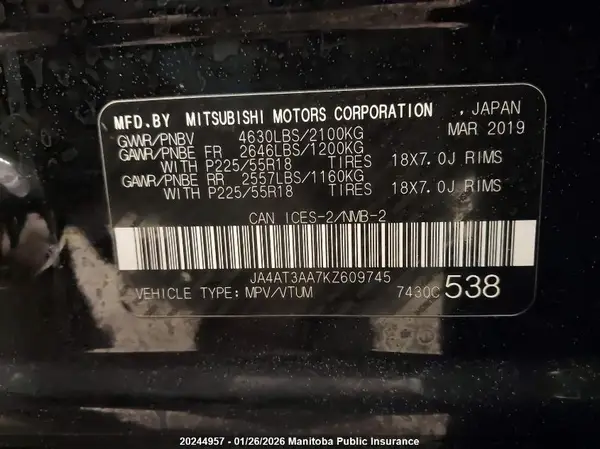 JA4AT3AA7KZ609745 2019 MITSUBISHI ECLIPSE CROSS - Image 8