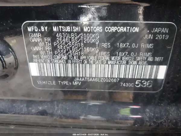 JA4AT5AA6LZ002667 2020 MITSUBISHI ECLIPSE CROSS - Image 8