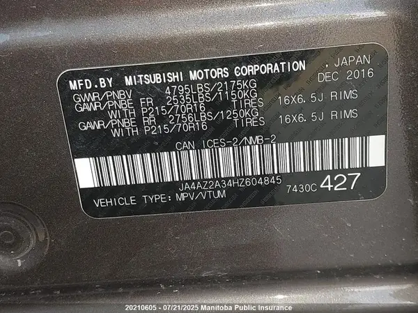 JA4AZ2A34HZ604845 2017 MITSUBISHI OUTLANDER - Image 8