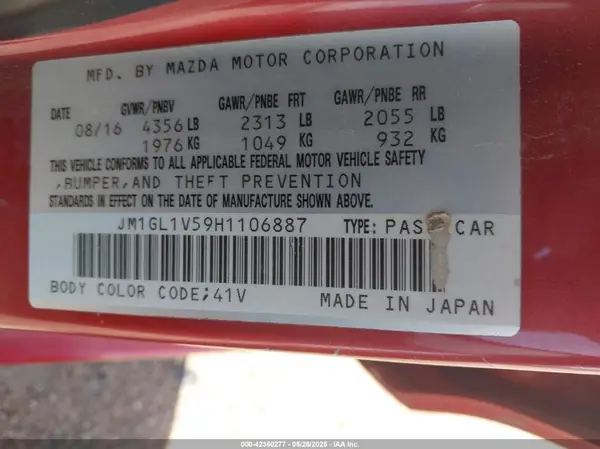 JM1GL1V59H1106887 2017 MAZDA 6 - Image 8