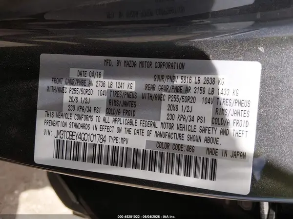 JM3TCBEY4G0101784 2016 MAZDA CX-9 - Image 8