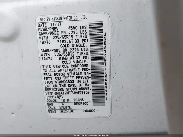 JN8AT2MT7JW459959 2018 NISSAN ROGUE - Image 8