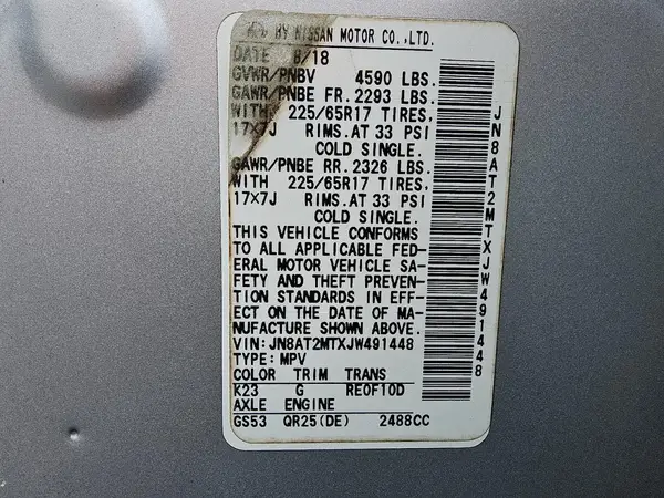 JN8AT2MTXJW491448 2018 NISSAN ROGUE - Image 8