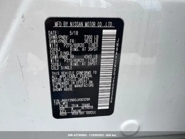 JN8AY2ND0JX003286 2018 NISSAN ARMADA - Image 8