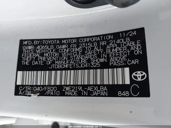 JTDBCMFE1SJ041325 2025 TOYOTA COROLLA - Image 8