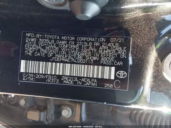 JTDEPMAE7NJ202113 2022 TOYOTA COROLLA - Image 8
