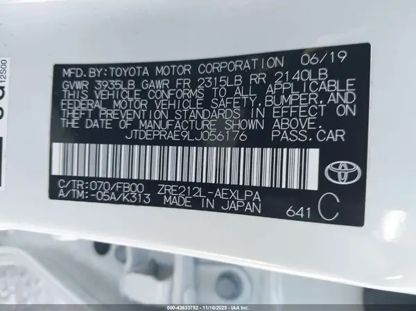 JTDEPRAE9LJ056176 2020 TOYOTA COROLLA - Image 8