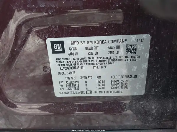 KL4CJGSB5HB181611 2017 BUICK ENCORE - Image 8
