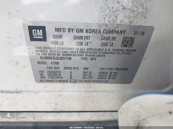 KL4MMESL8LB097798 2020 BUICK ENCORE GX - Image 8