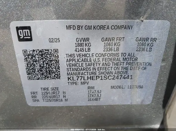 KL77LHEP1SC247441 2025 CHEVROLET TRAX - Image 8