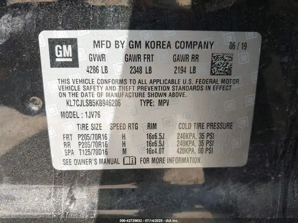 KL7CJLSB5KB946206 2019 CHEVROLET TRAX - Image 8
