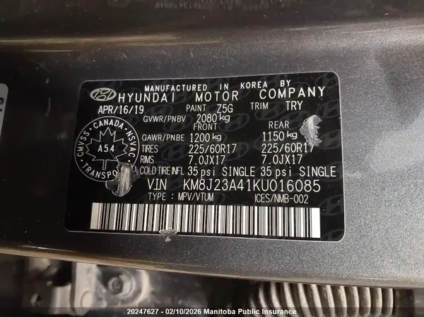 KM8J23A41KU016085 2019 HYUNDAI TUCSON - Image 8