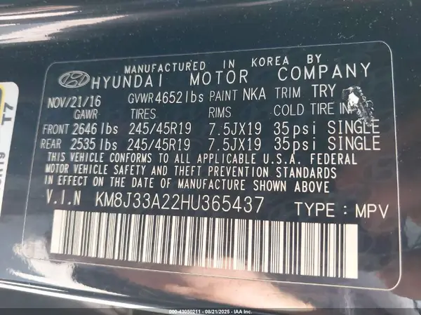 KM8J33A22HU365437 2017 HYUNDAI TUCSON - Image 8