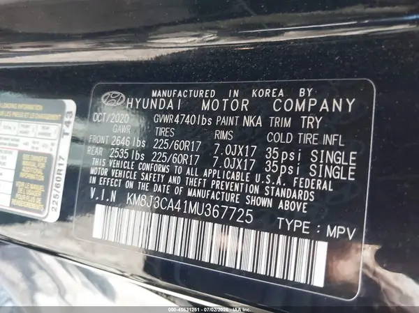 KM8J3CA41MU367725 2021 HYUNDAI TUCSON - Image 8