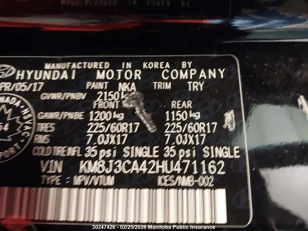 KM8J3CA42HU471162 2017 HYUNDAI TUCSON - Image 8