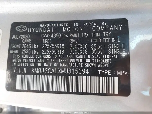 KM8J3CALXMU315694 2021 HYUNDAI TUCSON - Image 8
