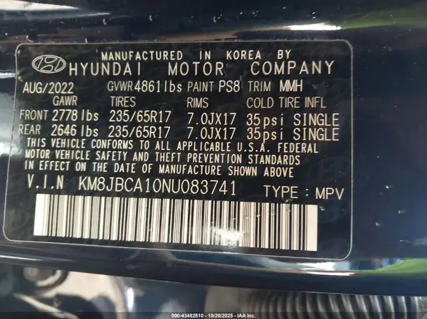 KM8JBCA10NU083741 2022 HYUNDAI TUCSON - Image 8