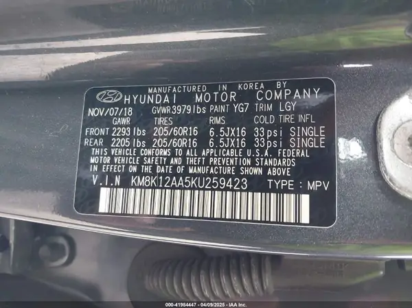 KM8K12AA5KU259423 2019 HYUNDAI KONA - Image 8