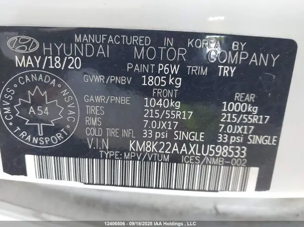 KM8K22AAXLU598533 2020 HYUNDAI KONA - Image 8