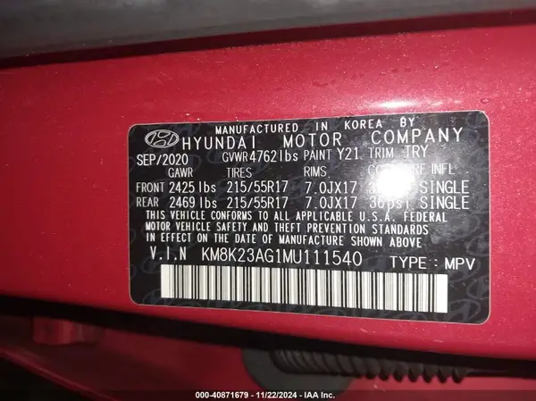 KM8K23AG1MU111540 2021 HYUNDAI KONA - Image 8