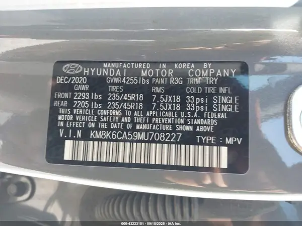 KM8K6CA59MU708227 2021 HYUNDAI KONA - Image 8
