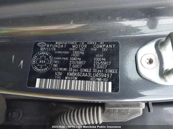 KM8K6CAA3LU459497 2020 HYUNDAI KONA - Image 8