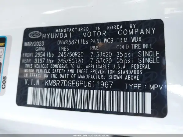 KM8R7DGE6PU611967 2023 HYUNDAI PALISADE - Image 8