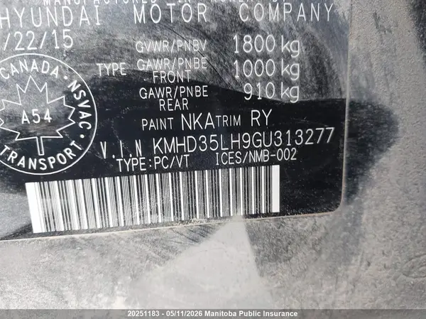 KMHD35LH9GU313277 2016 HYUNDAI ELANTRA - Image 8