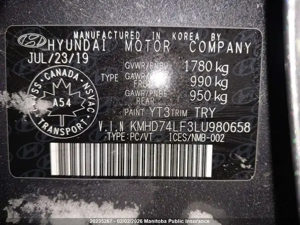 KMHD74LF3LU980658 2020 HYUNDAI ELANTRA - Image 8