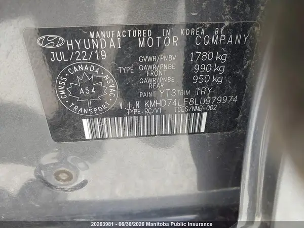 KMHD74LF8LU979974 2020 HYUNDAI ELANTRA - Image 8
