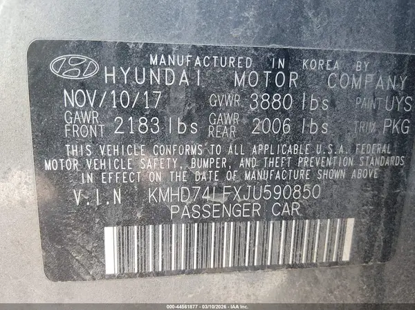 KMHD74LFXJU590850 2018 HYUNDAI ELANTRA - Image 8