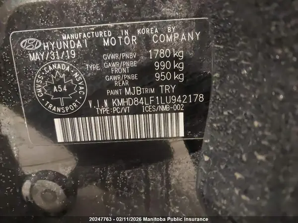 KMHD84LF1LU942178 2020 HYUNDAI ELANTRA - Image 8