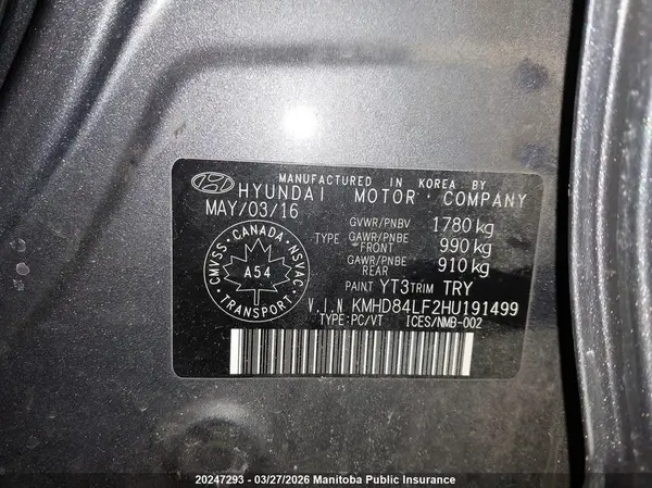 KMHD84LF2HU191499 2017 HYUNDAI ELANTRA - Image 8