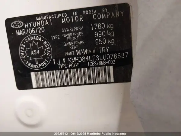 KMHD84LF3LU078637 2020 HYUNDAI ELANTRA - Image 8