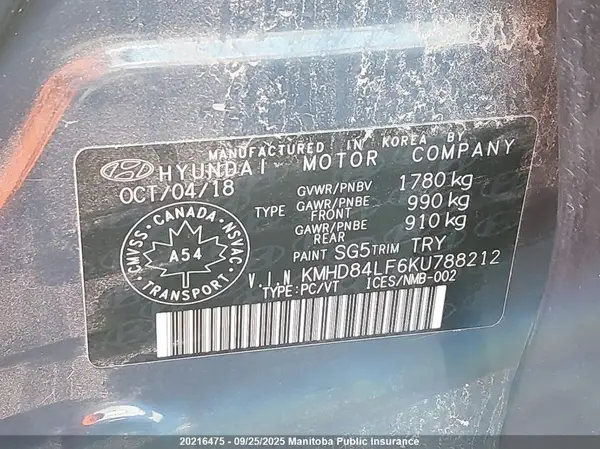 KMHD84LF6KU788212 2019 HYUNDAI ELANTRA - Image 8