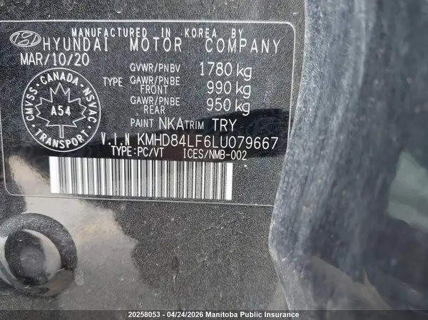 KMHD84LF6LU079667 2020 HYUNDAI ELANTRA - Image 8