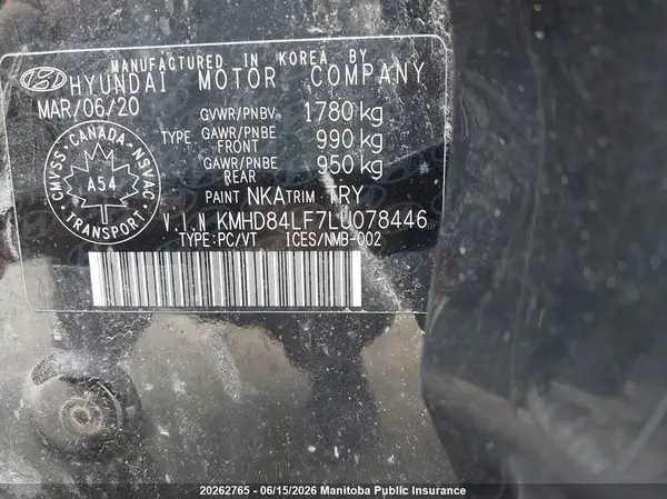 KMHD84LF7LU078446 2020 HYUNDAI ELANTRA - Image 8