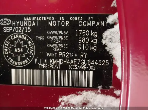 KMHDH4AE7GU644525 2016 HYUNDAI ELANTRA - Image 8