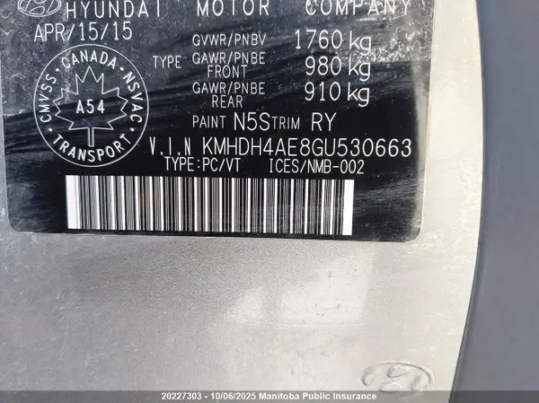 KMHDH4AE8GU530663 2016 HYUNDAI ELANTRA - Image 8