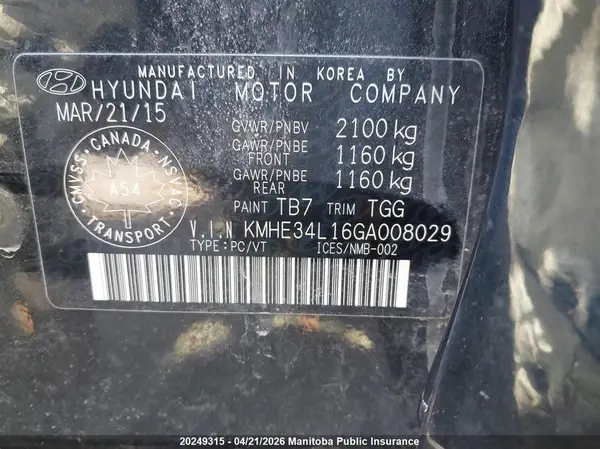 KMHE34L16GA008029 2016 HYUNDAI SONATA - Image 8