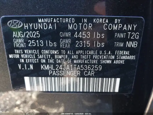 KMHL24JA1TA536259 2026 HYUNDAI SONATA - Image 5