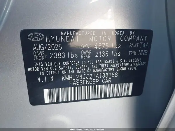 KMHL24JJ2TA138168 2026 HYUNDAI SONATA - Image 5