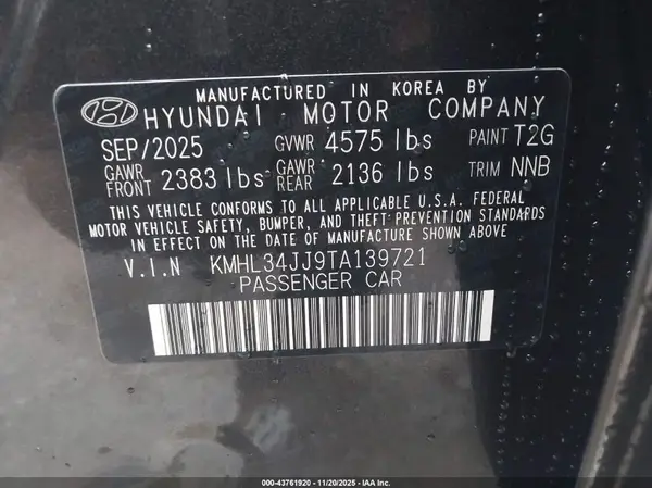 KMHL34JJ9TA139721 2026 HYUNDAI SONATA - Image 5