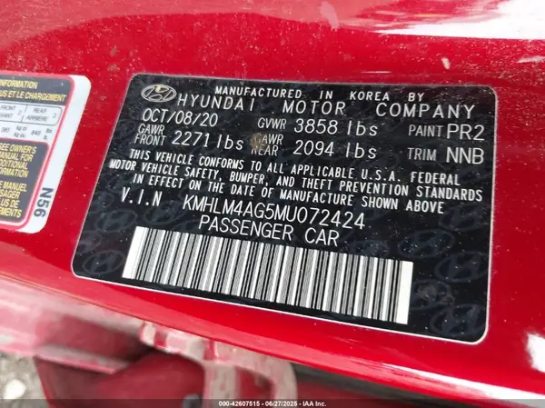 KMHLM4AG5MU072424 2021 HYUNDAI ELANTRA - Image 8